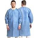Medical Nation Disposable Lab Coats | 10 Pack - 50 Pack | Lab Coats for Adults with Knit Cuffs and Pockets (Size Small - 5XL)
