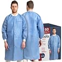 Medical Nation Disposable Lab Coats | 10 Pack - 50 Pack | Lab Coats for Adults with Knit Cuffs and Pockets (Size Small - 5XL)