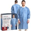 Medical Nation Disposable Lab Coats | 10 Pack - 50 Pack | Lab Coats for Adults with Knit Cuffs and Pockets (Size Small - 5XL)
