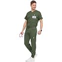 Medichic Men's Workwear Stretch V-Neck Scrub Joggers Set with Seven-Pocket Pants, Available in 6+ Colors