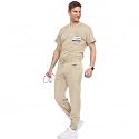 Medichic Men's Workwear Stretch V-Neck Scrub Joggers Set with Seven-Pocket Pants, Available in 6+ Colors