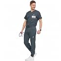 Medichic Men's Workwear Stretch V-Neck Scrub Joggers Set with Seven-Pocket Pants, Available in 6+ Colors