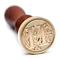 Medieval Initial Alphabet Wax Seal Stamp, Brass Head Wood Handle, Letter H