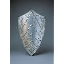 Medieval Knight Shield Wall Art, Silver Metal, Chevron Pattern Design, Decorative Armor Replica