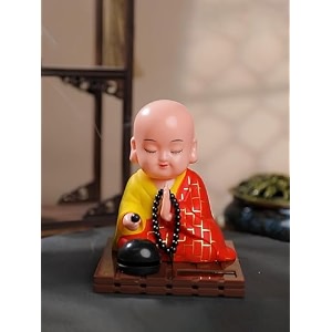 meditating solar buddha moving head bobblehead figures moving head amp hand lucky solar buddhist monk for car dashboard home decor ornaments