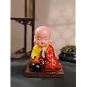 Meditating Solar Buddha Moving Head Bobblehead Figures, Moving Head &amp; Hand Lucky Solar Buddhist Monk for Car Dashboard, Home Decor, Ornaments