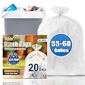 Teivio Large Clear Trash Bags 55-60 Gallon 20 Count 50+ Gal Garbage Bags