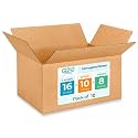 Medium Moving &amp; Shipping Boxes 16x10x8 inches (10-Pack) - Extra Strength 200 lb vs Regular - Corrugated Cardboard Boxes Moving - Medium Moving Box for USPS, FedEx - Carton Box by IDL Packaging