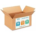 Medium Shipping &amp; Moving Boxes 16 x 12 x 8 inches (5-Pack) - Extra Strength 200 lb vs Regular - Corrugated Packing Boxes for Moving - Cardboard Box for USPS, FedEx - Packing Box by IDL Packaging