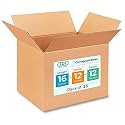 Medium Shipping &amp; Moving Boxes 16"L x 12"W x 12"H (25-Pack) - Extra Strength 200 lb vs Regular - Corrugated Cardboard Box, Made in USA - Box for Packaging - Box to Pack by IDL Packaging