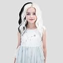 MEDO Black White Kids Wig Short Wave Child Wig 12inch Shoulder Length Wig for Gilrs Cosplay Party Heat Resistant Synthetic Hair Wig