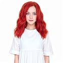 MEDO Red Wig Kids Child Wig Short Wavy for Gilrs 12inch Shoulder Length Cosplay Party Heat Resistant Synthetic Hair Wig (Red)