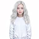 MEDO Silver White Wig for Kids Child Wig Short Wavy for Gilrs 12inch Shoulder Length Cosplay Party Heat Resistant Synthetic Hair Wig