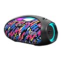 MEE Audio PartySPKR Bluetooth Wireless Speaker, Powerful 60W RMS Stereo Sound, 2 Subwoofers, Dynamic LED Lighting, Party Mode for Connecting 100+; Portable Speaker for Indoor &amp; Outdoor Use, Colorful