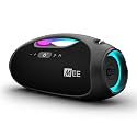MEE Audio PartySPKR Bluetooth Wireless Speaker, Powerful 60W RMS Stereo Sound, 2 Subwoofers, Dynamic LED Lighting, Party Mode for Connecting 100+ Portable Speaker for Indoor &amp; Outdoor Use, Black