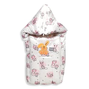 mee mee 3 in 1 baby bed sleeping bag amp carry nest rabbit embroidery shearing finish amp cotton soft from inside baby bedding for new born amp infant machine washable amp portable bassinet 0m pink