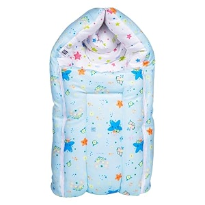 mee mee 3 in 1 baby bed sleeping bag amp carry nest starfish print shearing finish amp cotton soft from inside machine washable amp portable bassinet 0m blue