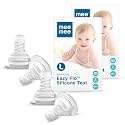 Mee Mee Anti-Colic Easy Flow Soft &amp; Flexible Silicone Teat/Nipple for Babies, Ergonomic Shape with Leak Proof &amp; BPA Free (Large - Pack of 4)