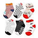 Mee Mee Anti-Skid Non-Slip Socks | Pack of 6 Assorted Prints | Soft Cotton Infant & Toddler Socks with Stretchable Cuffs, Breathable & Hypoallergenic Fabric | Fade-Resistant for Boys & Girls