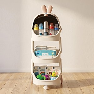 mee mee astro buddy storage organizer  30l kids storage cabinet with dust-proof cover  pp plastic toy organizer with lockable wheels  space-saving nursery storage