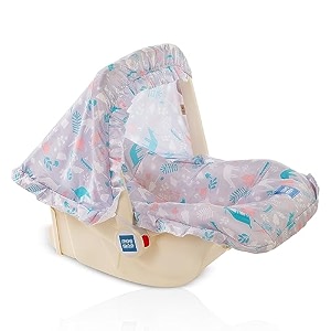 mee mee cozy carry amp rocking chair 5 in-1 multi-purpose adjustable handle carry cot with 3 point safety belt double cushioned washable canopy for protection 0 to 15 years capacity 13 kg grey