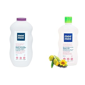 mee mee baby powder fresh feel - 500 g single pack amp mee mee baby oil with fruit extracts- 500 ml single pack