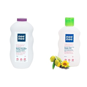 mee mee baby powder fresh feel - 500 g single pack amp mee mee baby oil with fruit extractsmoisturising baby lotion with fruit extracts baby oil - 200ml