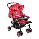 Mee Mee Baby Stroller Pram for 0-3 Years | 5-Point Harness, 3 Level Adjustable Canopy, 3 Recline Position, Reversible Handle | Detachable Feeding Tray with Large Stogare Basket (Red)