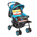 Mee Mee Baby Stroller/Pram (Blue) for 0-3 Years | 3 Recline Seat Positions with Adjustable Canopy | Quick Fold, Swivel Wheels, Detachable Feeding Tray & Spacious Storage Basket | Safe & Comfortable