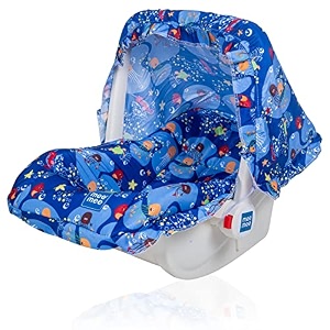 mee mee cozy carry chair 4 in 1 multi-purpose kids rocker adjustable handle  carry cot with 3 point safety lap belt double cushioned washable with canopy 0 to 15 years capacity 13 kg dark blue