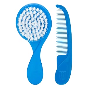 mee mee baby care comb and brush set for newborn babies and infants for tender scalp of babies 2 months  soft bristled blue