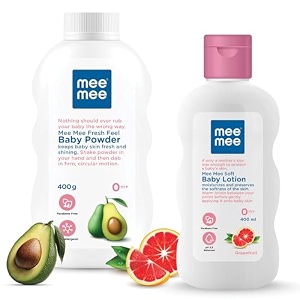mee mee fresh feel baby powder 500g amp moisturizing baby lotion with fruit extracts 500ml combo