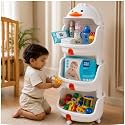 Mee Mee Little Duckling 3-Tier Kids Storage Organizer with Foldable Fabric Bins, Easy to Assemble, Durable Toy &amp; Clothes Storage Cabinet for Nursery &amp; Kids Room