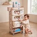 Mee Mee My Teddy Storage Drawer Organizer | 3 Drawer Baby Storage Cabinet | 67.5L Storage Capacity | PP Plastic Organizer with Wheels | Nursery &amp; Kids Storage Solution