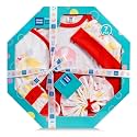 Mee Mee New Born Baby Gift Set | Soft Cotton Clothing Essentials for Infants/Baby Girls, Boys | Baby Shower Clothing Hamper (7 Pieces, Red)| Ideal Gift for New Born Baby