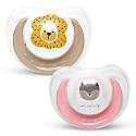 Mee Mee Pacifier Ultra Light Soft Silicone Nipple | BPA Free | Oral stimulatory | Teether | Air Flow Shield Pacifier for Babies with Cute Print Pack of 2 (Pink & Peach)