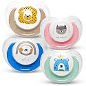 Mee Mee Pacifier Ultra Light Soft Silicone Nipple | BPA Free | Oral stimulatory | Teether | Air Flow Shield Pacifier for Babies with Cute Prints Pack of 4 (Assorted)