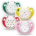 Mee Mee Pacifier Ultra Light Soft Silicone Nipple | BPA Free | Oral stimulatory | Teether | Air Flow Shield Pacifier for Babies with Cute Print Pack of 2 (Pink &amp; Peach)