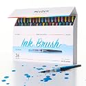 MEEDEN Liquid Watercolor Ink Brushes: 24 Basic with 12 Pearlecent Colors