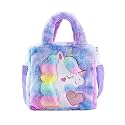 meek Unicorn Toddler Tote Bag, Colorful Plush Princess Cute Unicorn Crossbody,wallet Handbags Best Gift for Girls 2-8 years (BLUE)