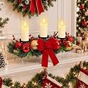 Meekoo 3 Pcs Christmas Table Centerpiece with 3 LED Candles Candle Holders