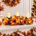 meekoo Fall Candle Holder Centerpiece for Table Thanksgiving Dining Decor