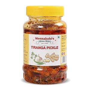 meenakshi39s home made tiranga achar  fiery blend of adrak mirch and lahsun  authentic indian spices  100 natural no preservatives fresh pickles made with mother39s love  250g