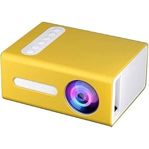 meer t300 led projector mini portable projection device with short-focus optical len tft lcd display 320  240 resolution color-yellow