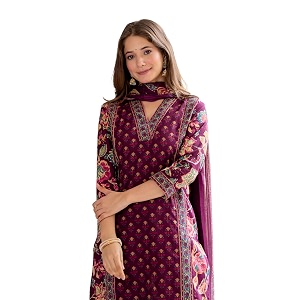 MEERA FAB Womens Cotton Blend Straight Printed