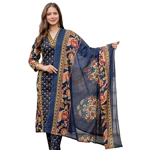 MEERA FAB Womens Cotton Blend Straight Printed