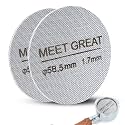 Meet Great- 2 Packs 58.5mm Espresso Puck Screen, 1.7mm Thickness 150μm 316L Stainless Steel, Upgraded Reusable Coffee Filter Screen for 58.5mm Breville Portafilter Filter Basket