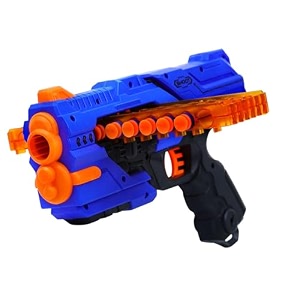 mega shooter blaster toy for kids - soft bullet gun with 12 foam darts long range shooting outdoor toy safe pretend play blaster  birthday gift for boys and girls 3 years multicolor