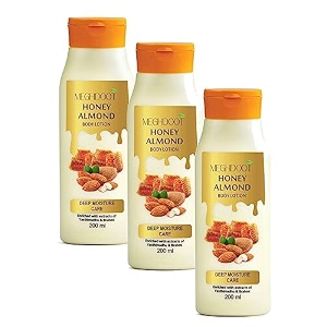 meghdoot honey almond body lotion deep moisture care ayurvedic hydrating lotion for soft and glowing skin 200ml each pack of 3
