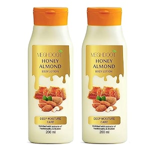 meghdoot honey almond body lotion deep moisture care ayurvedic hydrating lotion for soft and glowing skin 200ml each pack of 2
